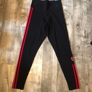Striped adidas leggings.  Brand new.  Mid rise size medium